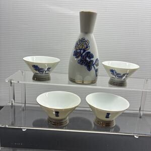 Vintage Sake Set 5 Piece Set Authentic KIKU-MASAMUNE Mark - Made in Japan